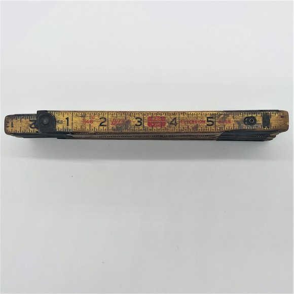 (5) Vintage Variety Lufkin Folding White & Natural Red End Wood Measuring Rulers - Picture 1 of 15